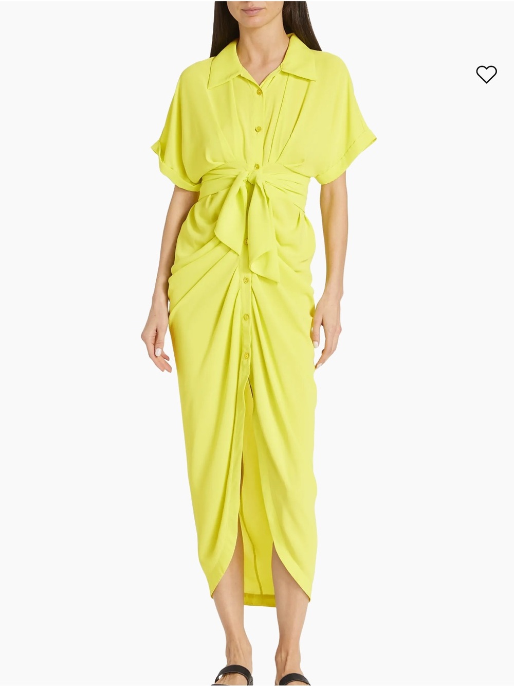Le Superbe Miko Neon Yellow Tie-Waist Maxi Shirt Dress 12 - Picture 2 of 9